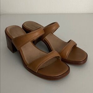 MADEWELL Ora Double-Strap Sandal in Leather, Womens 7, Caramel Color